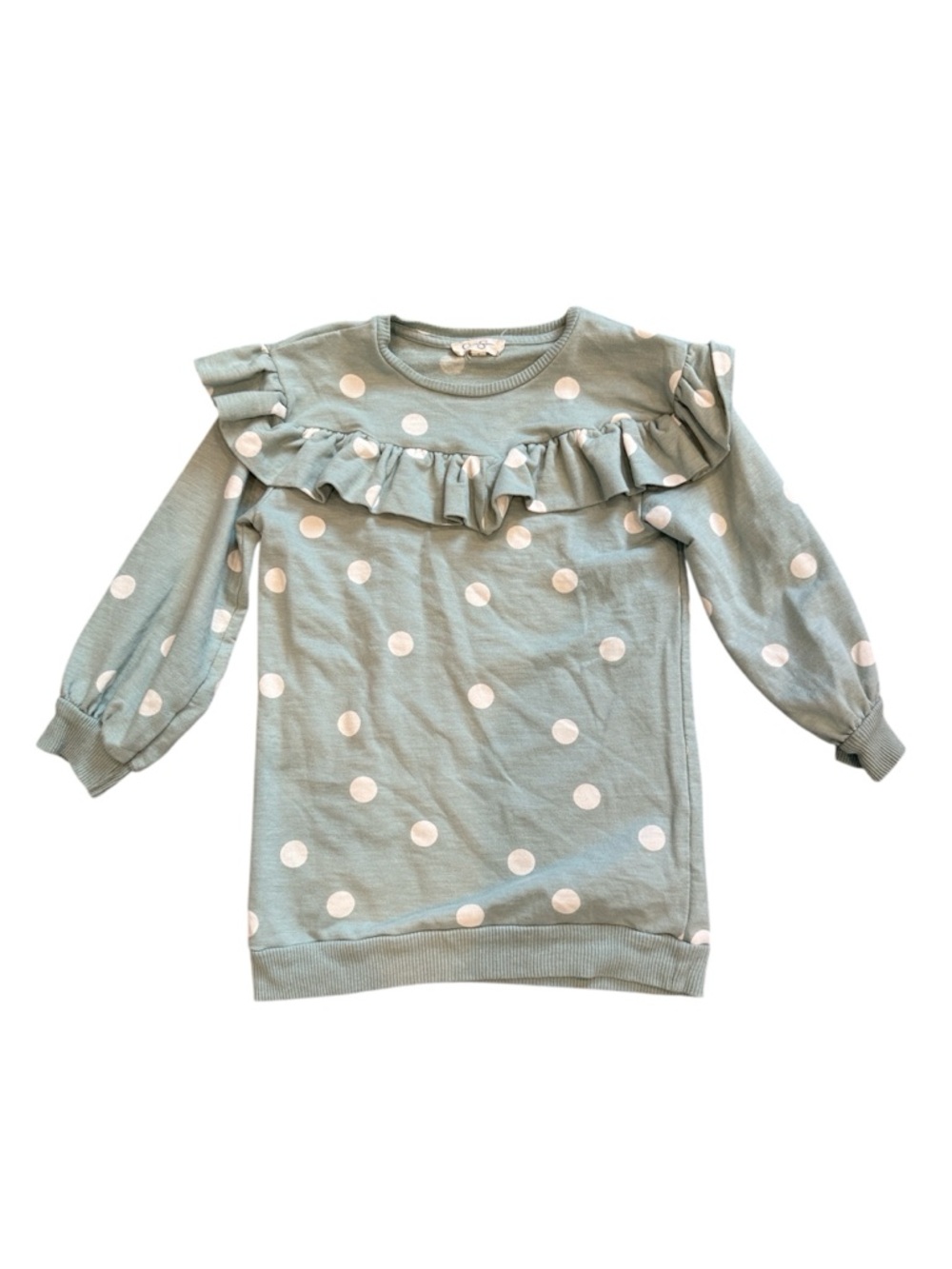 Jessica Simpson | Sage Green Polka Dot Ruffle Sweater Top